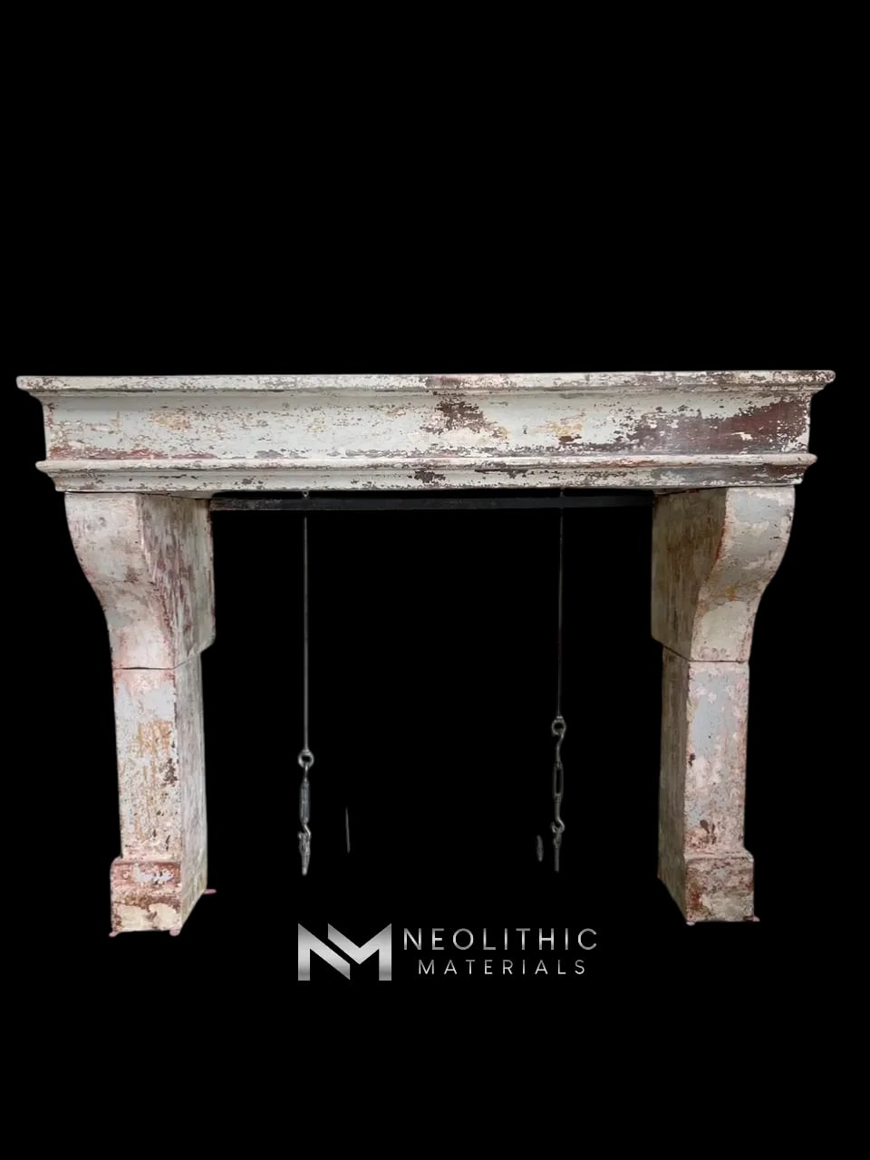 Antique 19th Century Limestone Fireplace