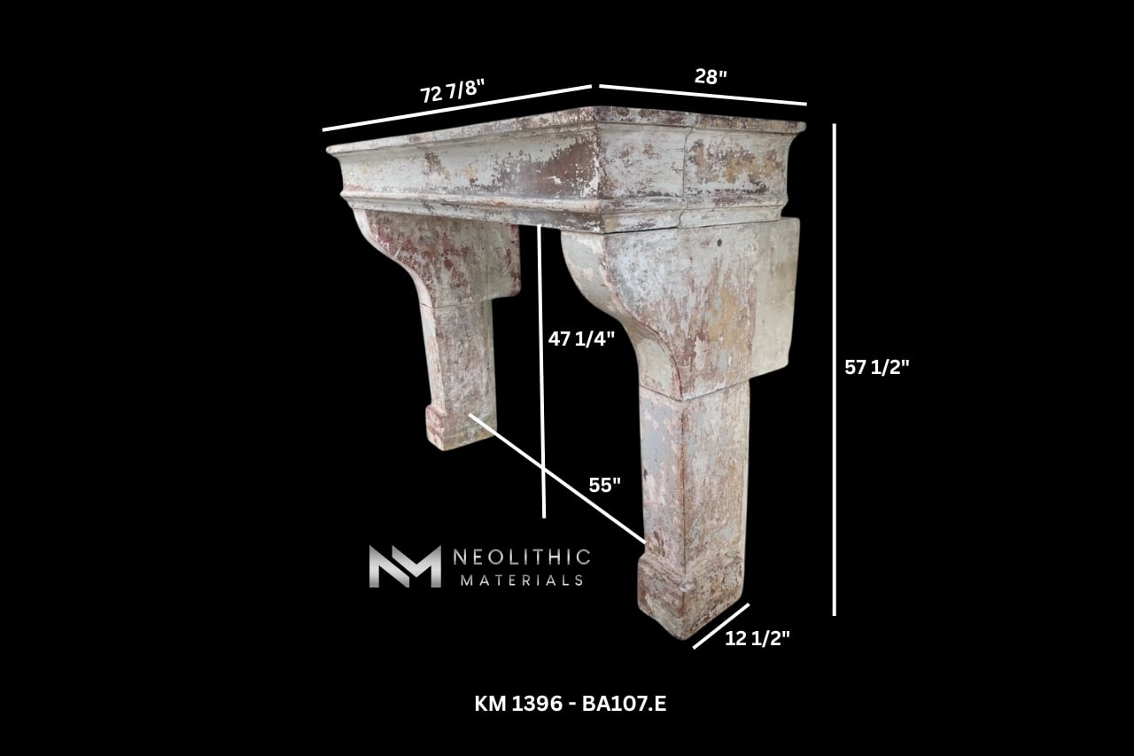 Antique 19th Century Limestone Fireplace - Image 4