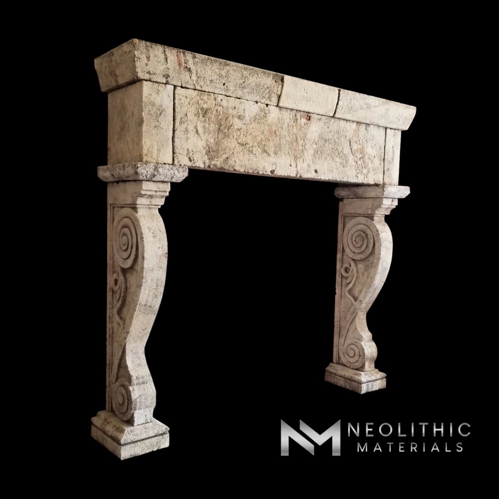 Reclaimed Limestone Mantel