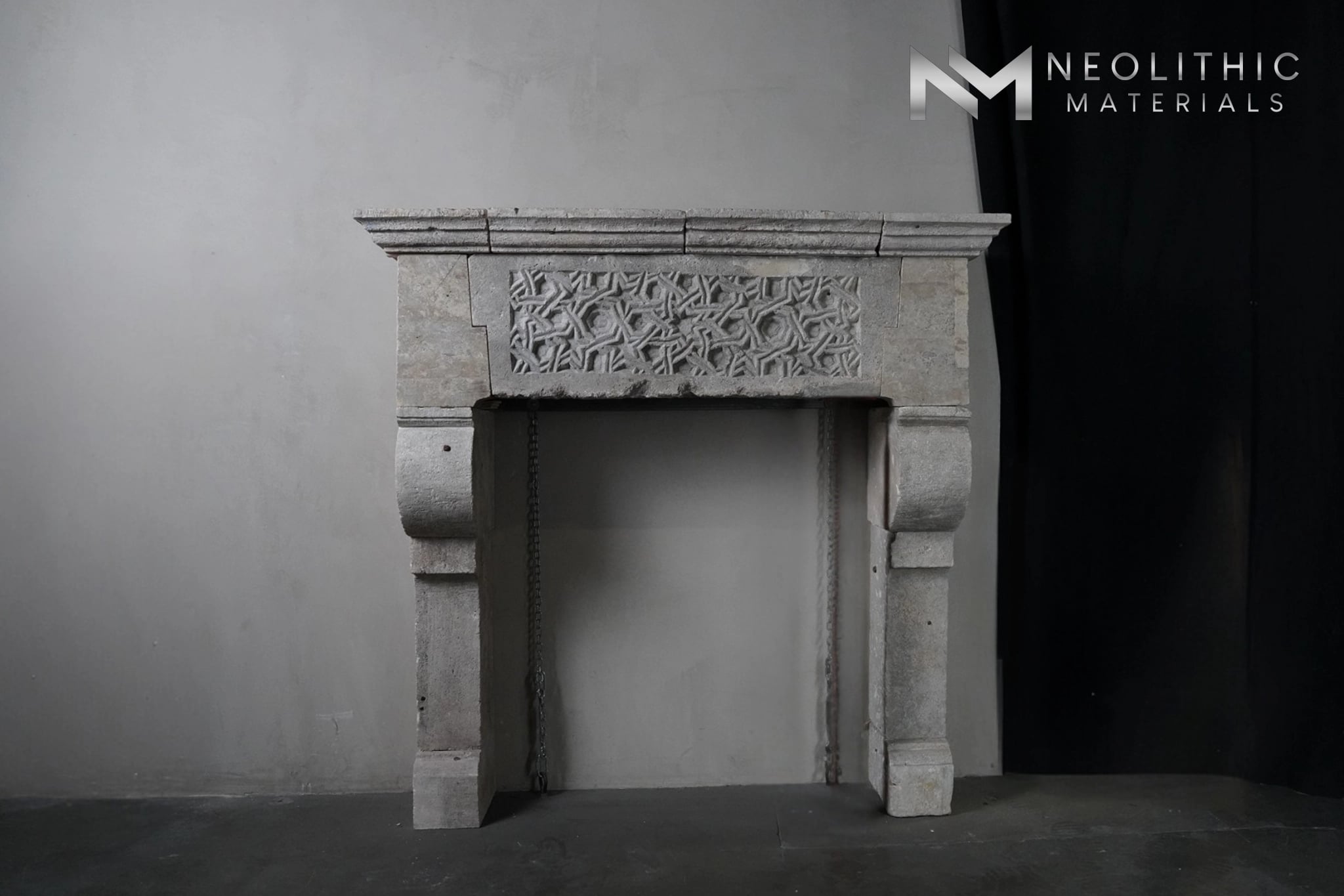 Reclaimed Limestone Fireplace Mantel - Image 1