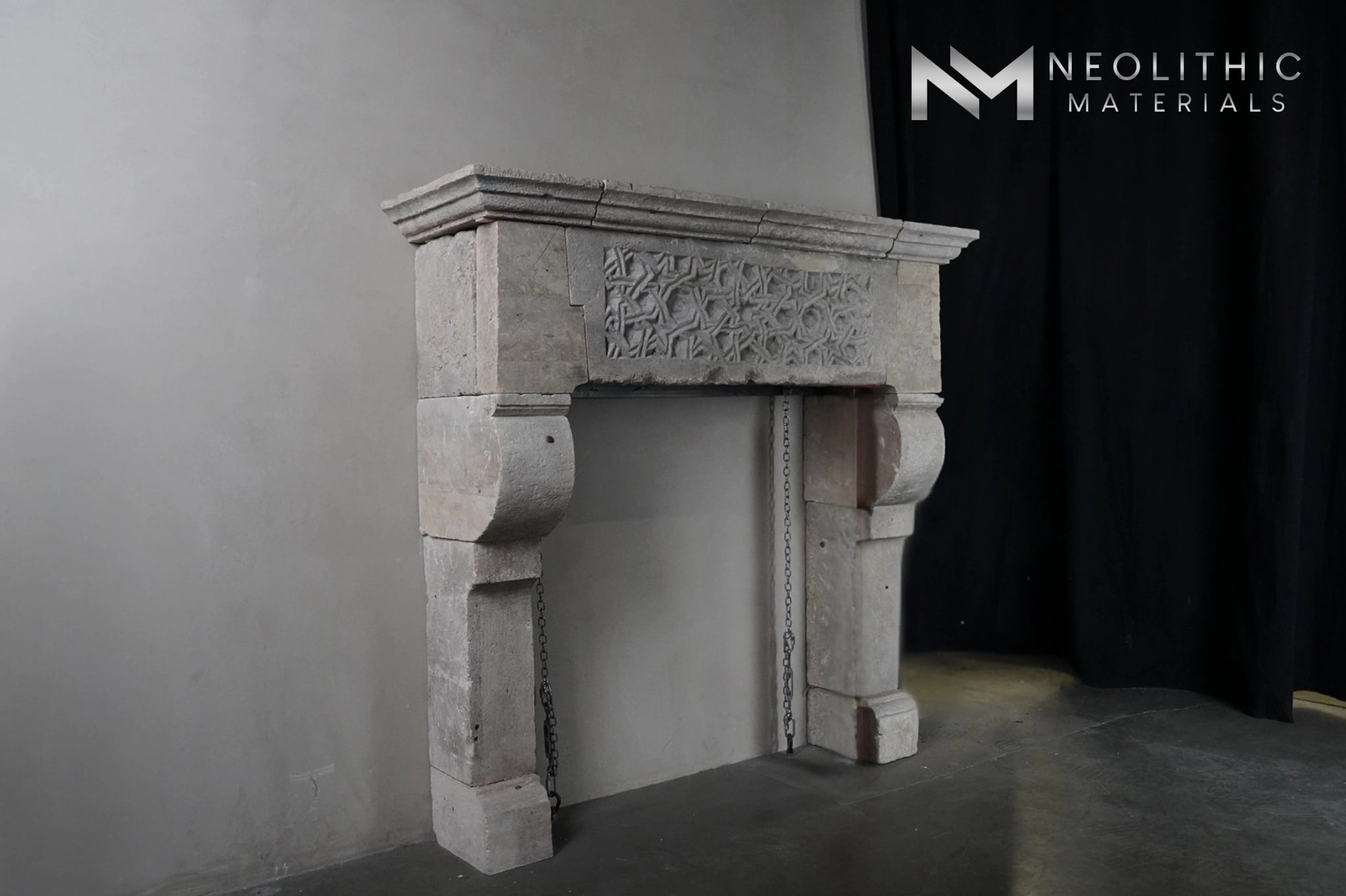 Reclaimed Limestone Fireplace Mantel - Image 2