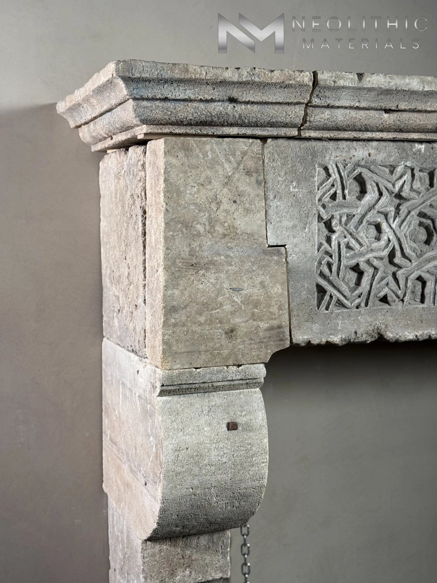 Reclaimed Limestone Fireplace Mantel - Image 3