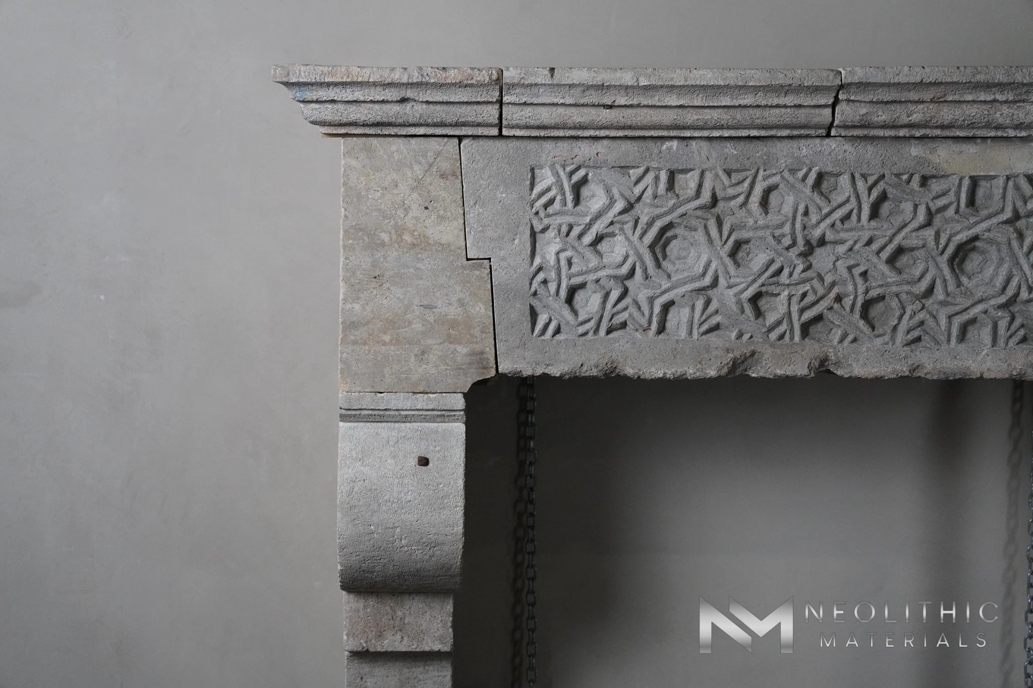 Reclaimed Limestone Fireplace Mantel - Image 4