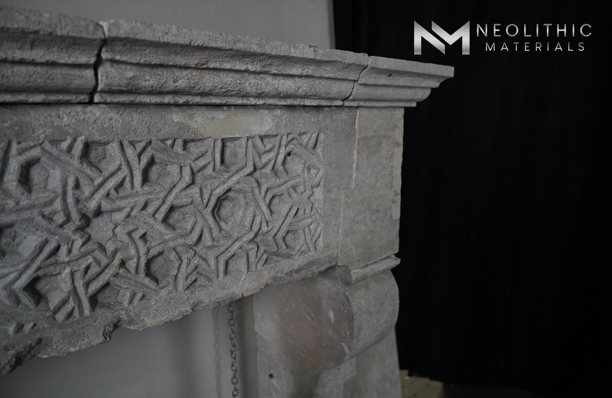 Reclaimed Limestone Fireplace Mantel - Image 5