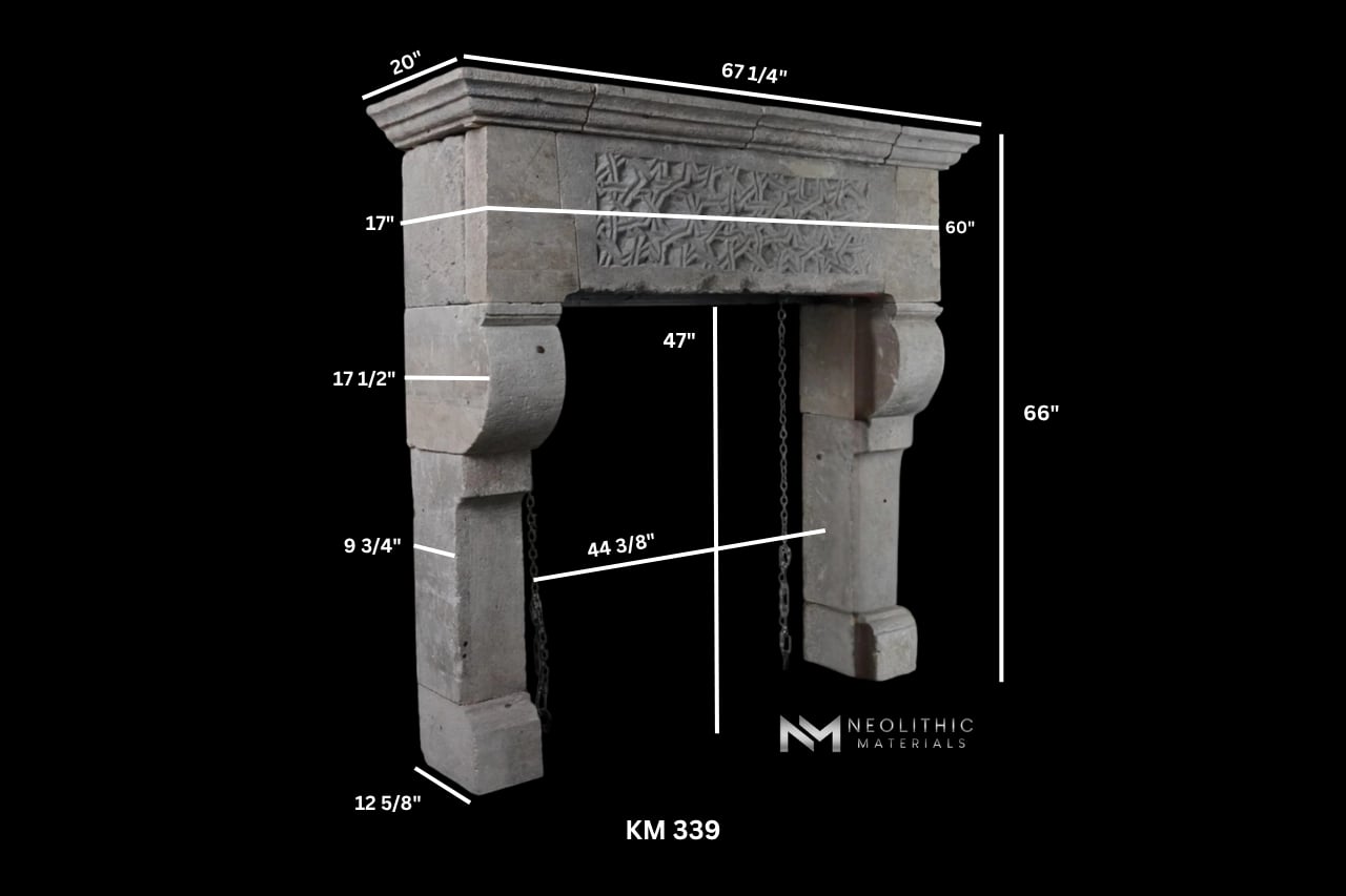 Reclaimed Limestone Fireplace Mantel - Image 6