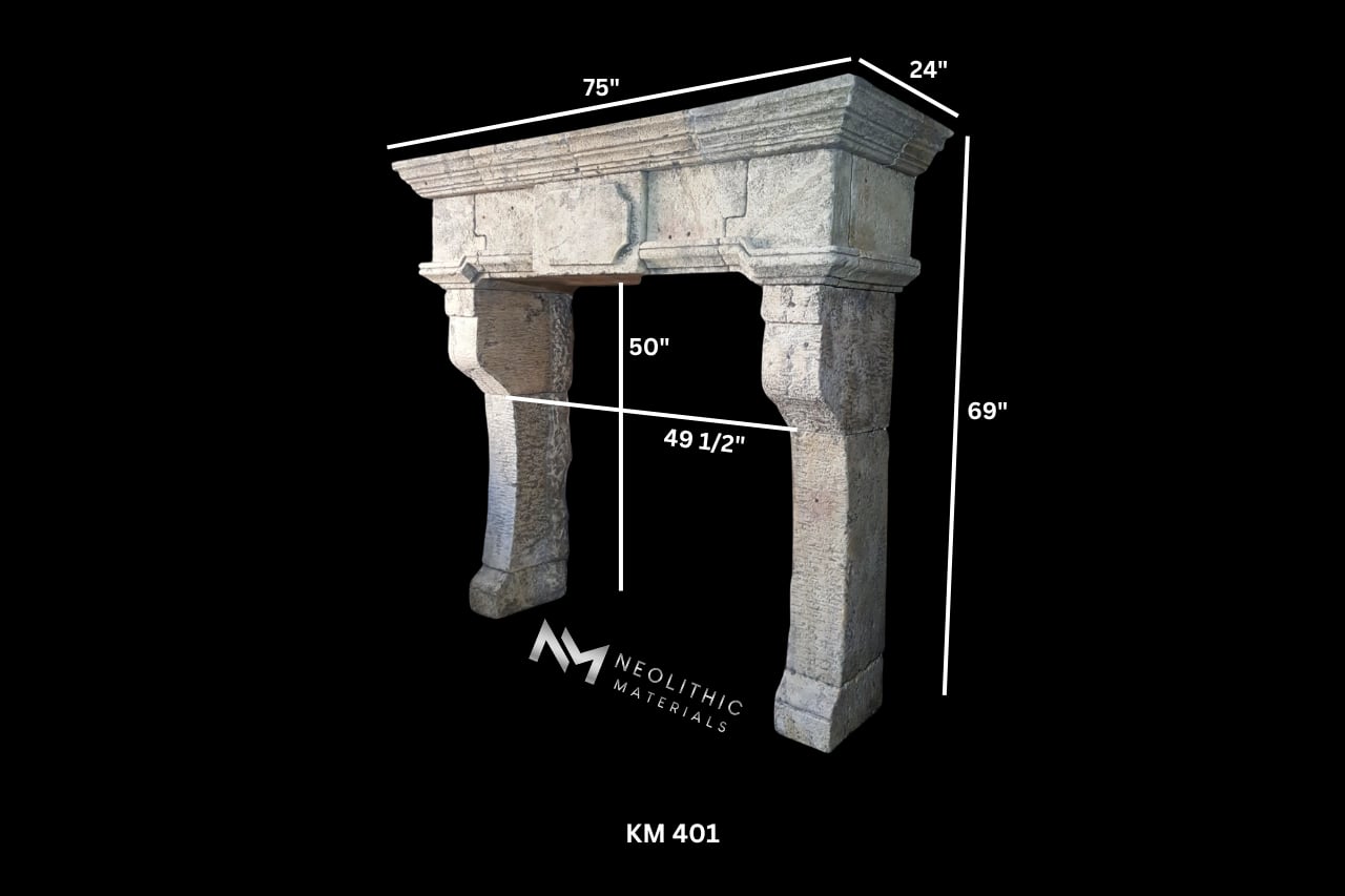 Reclaimed Limestone Mantel - Image 3