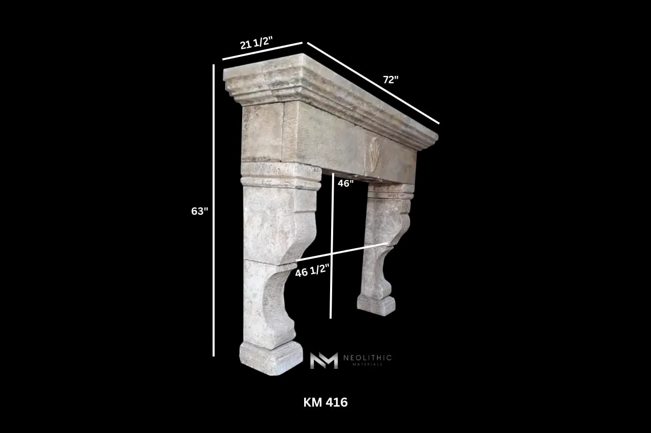 Reclaimed Limestone Mantel - Image 4