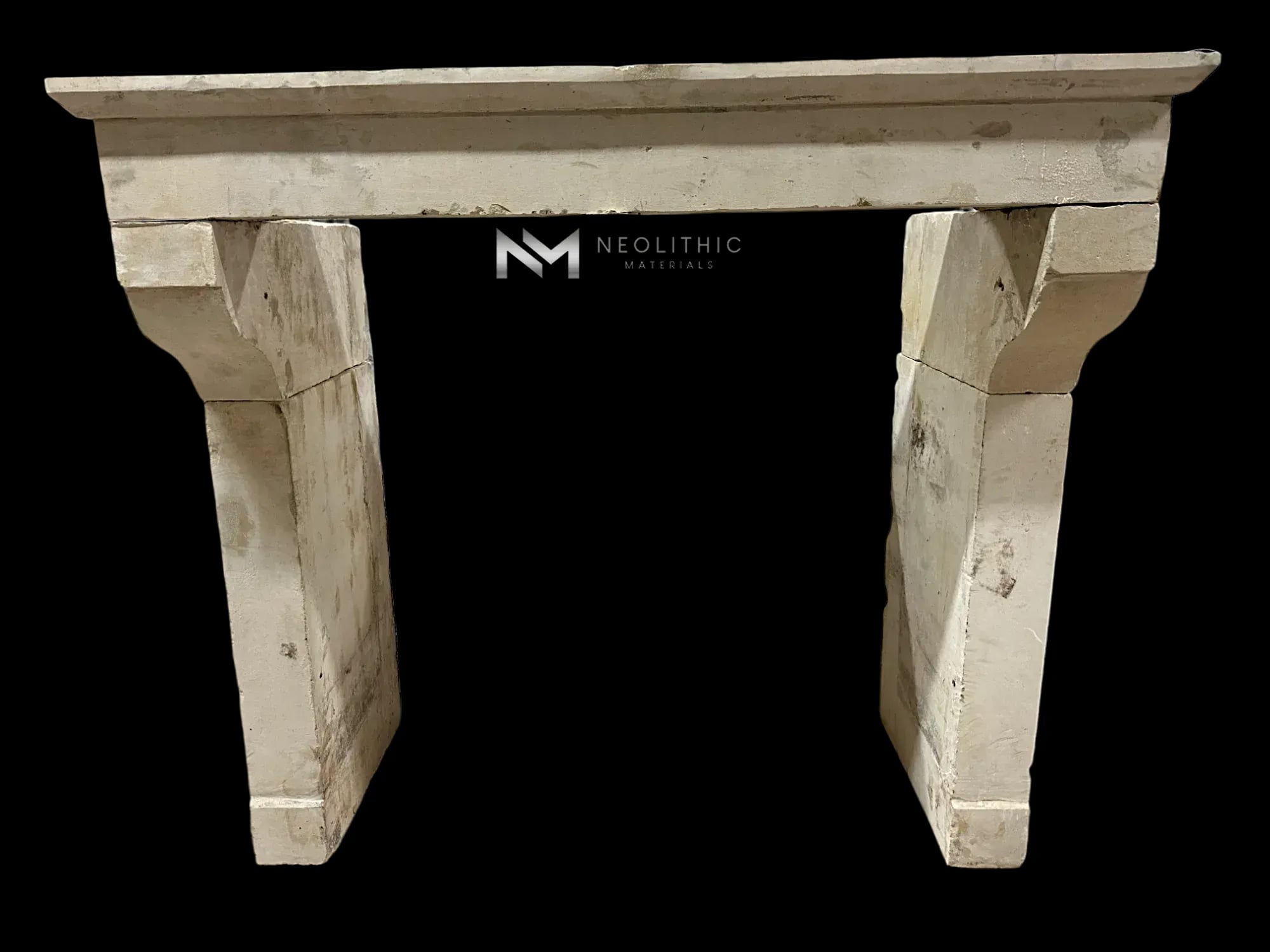 Antique Mediterranean Limestone Fireplace - Image 1