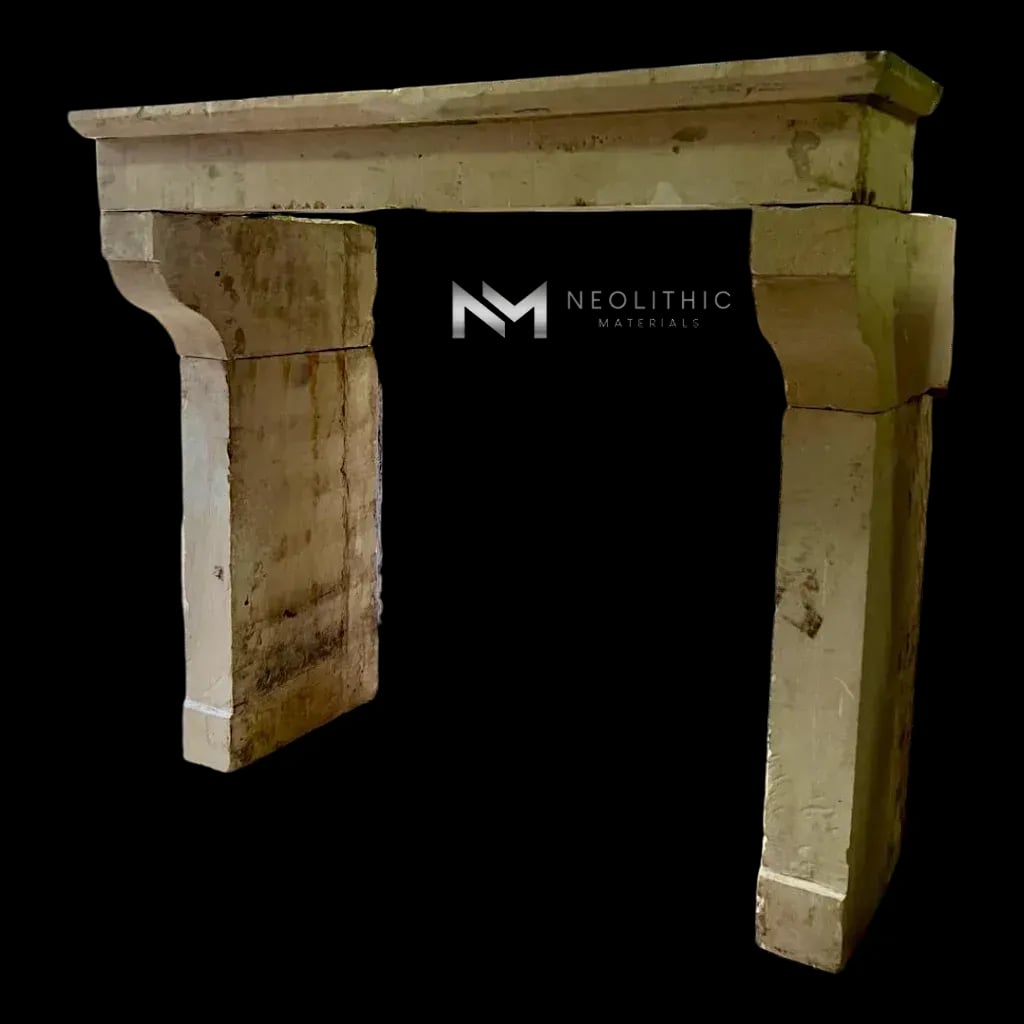 Antique Mediterranean Limestone Fireplace - Image 4