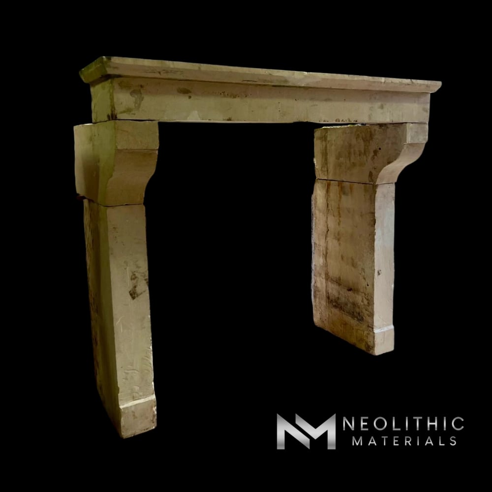 Antique Mediterranean Limestone Fireplace