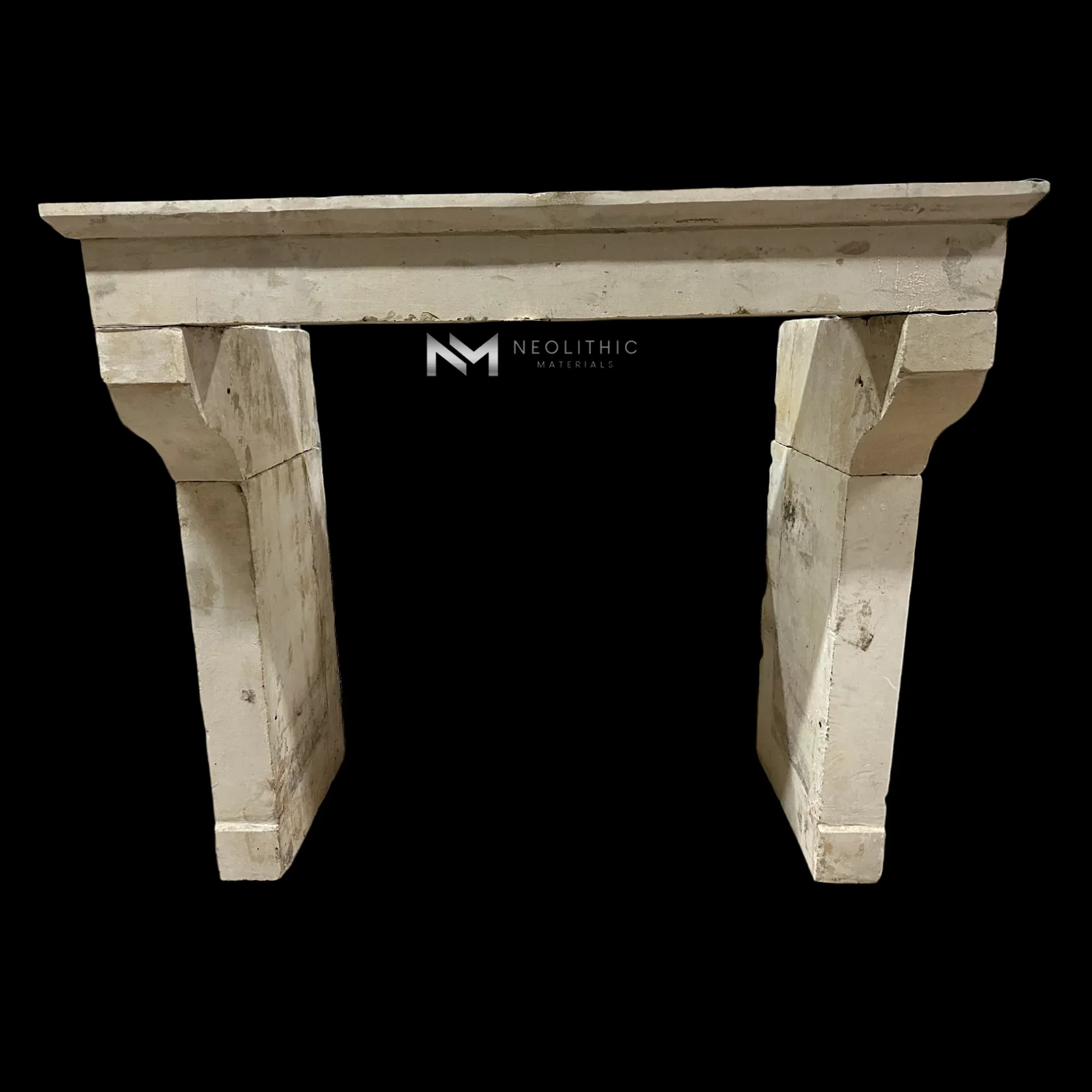 Antique Mediterranean Limestone Fireplace