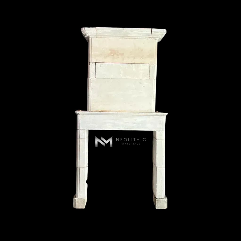 Antique Mediterranean Limestone Fireplace - Image 1