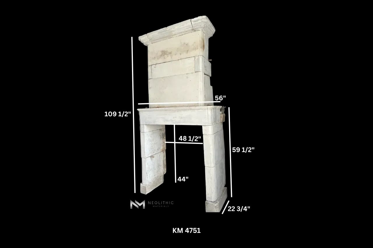 Antique Mediterranean Limestone Fireplace - Image 5