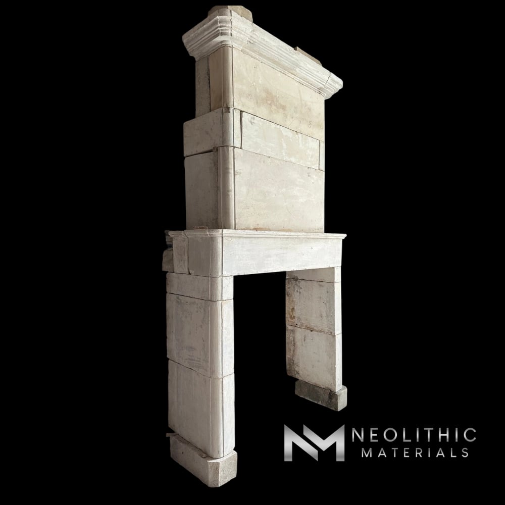 Antique Mediterranean Limestone Fireplace