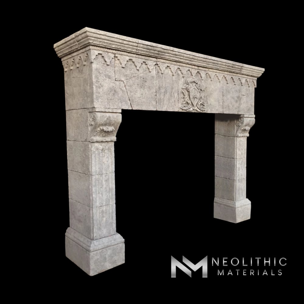 Reclaimed Limestone Mantel