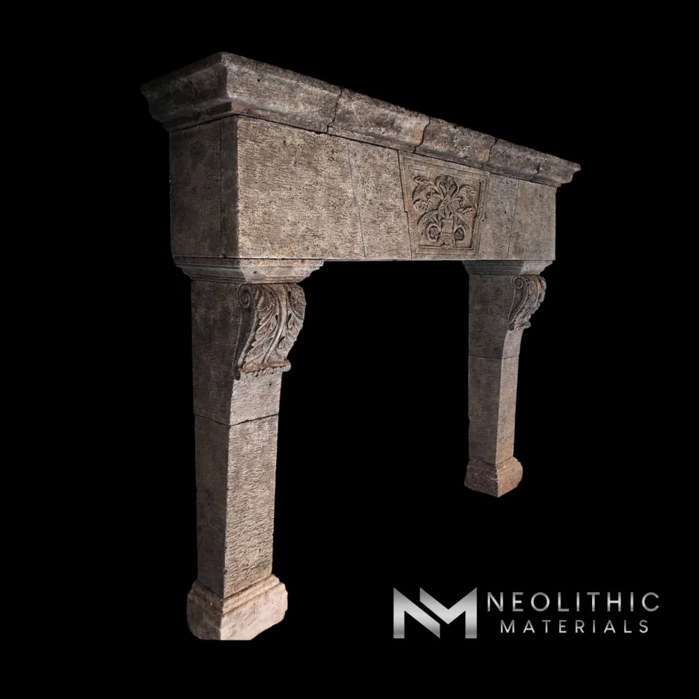 Reclaimed Limestone Mantel