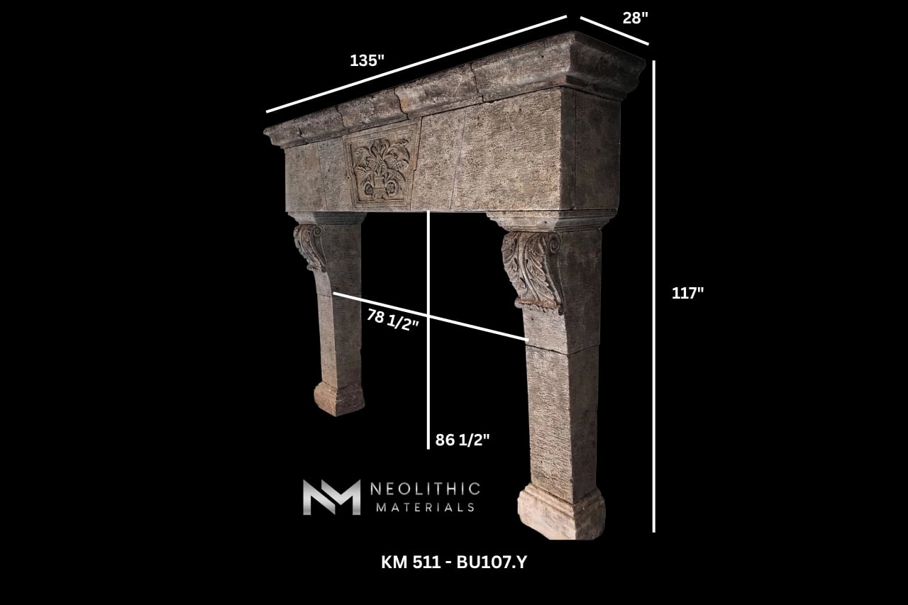 Reclaimed Limestone Mantel - Image 2