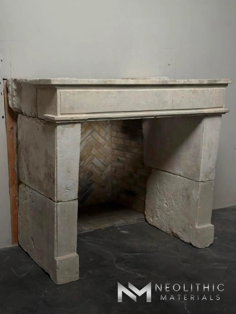 French Antique Limestone Fireplace - Image 3