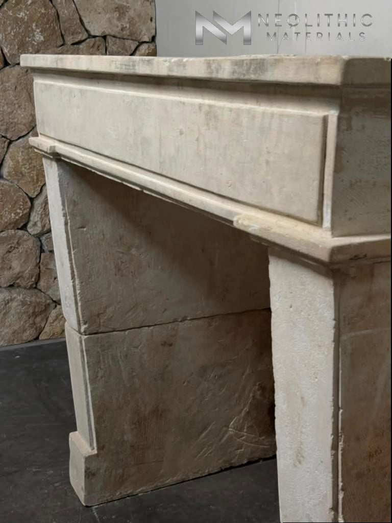 French Antique Limestone Fireplace - Image 5