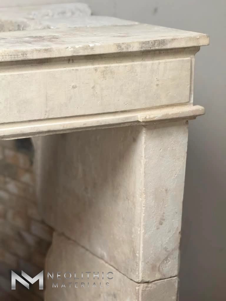 French Antique Limestone Fireplace - Image 7