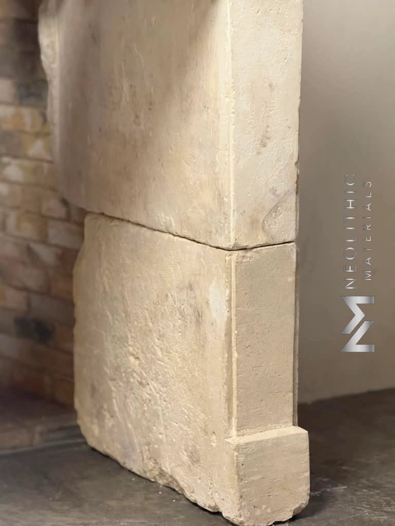 French Antique Limestone Fireplace - Image 8