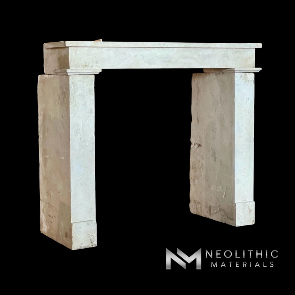 Antique Mediterranean Limestone Fireplace