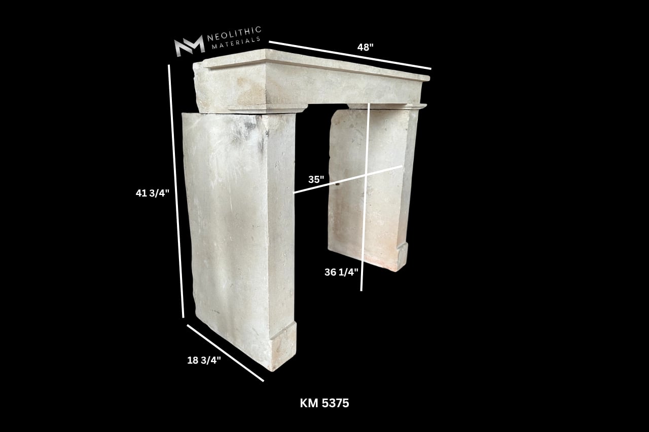 Antique Mediterranean Limestone Fireplace - Image 5