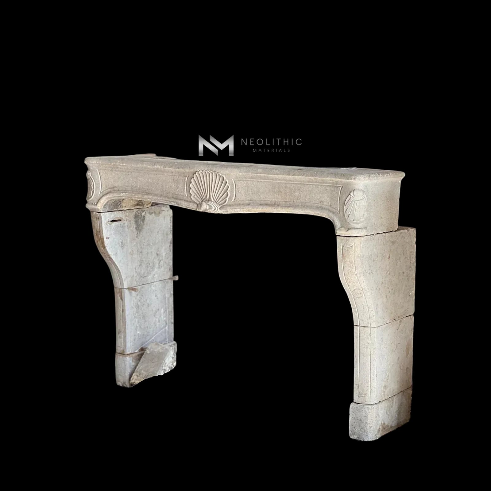 Antique Mediterranean Limestone Fireplace - Image 1