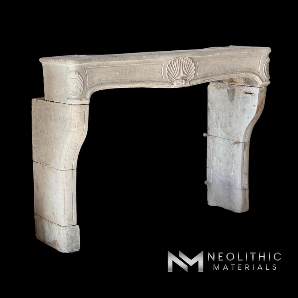 Antique Mediterranean Limestone Fireplace