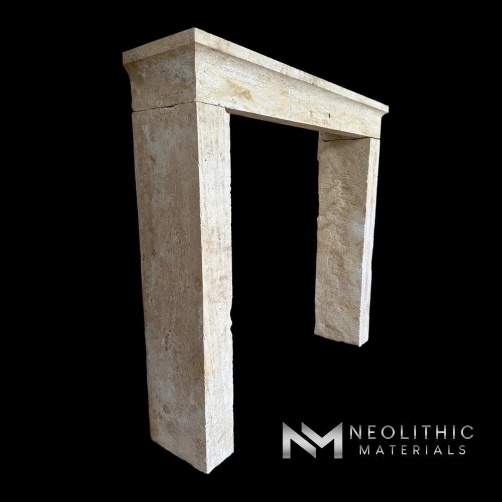 Antique Mediterranean Limestone Fireplace