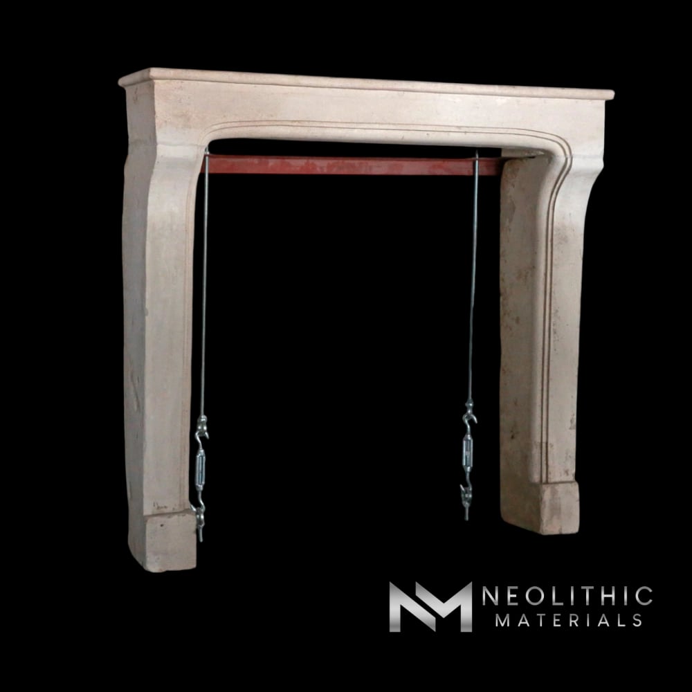 French Antique 19th Century Limestone Fireplace