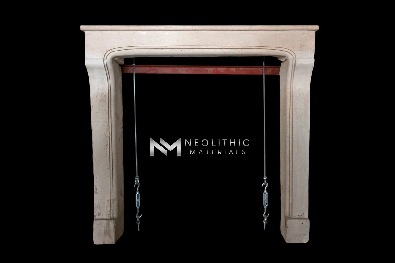 French Antique 19th Century Limestone Fireplace