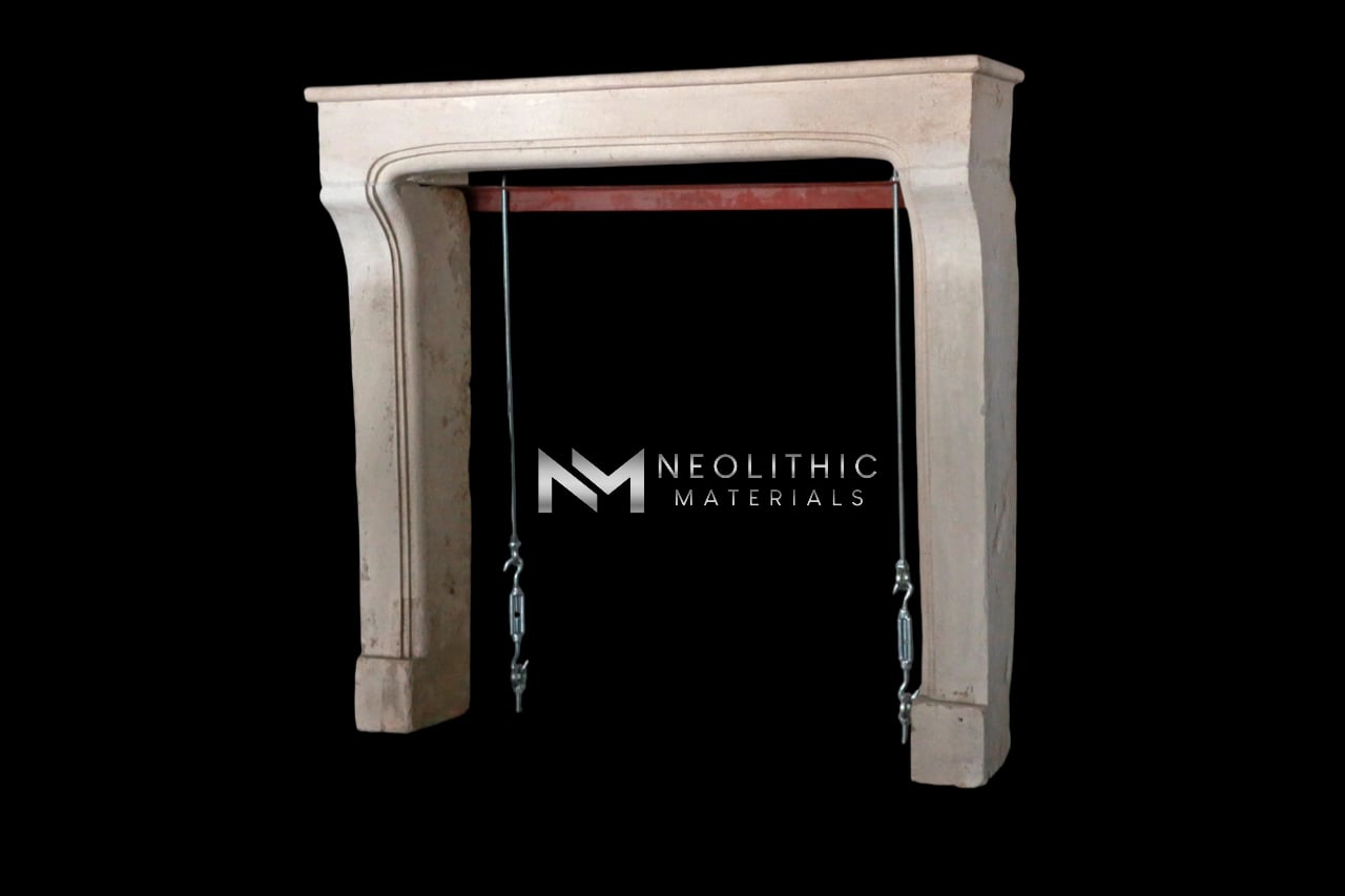 French Antique 19th Century Limestone Fireplace - Image 2