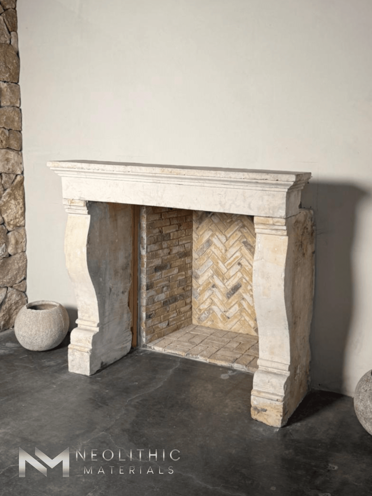 Antique Limestone Mantel - Image 2