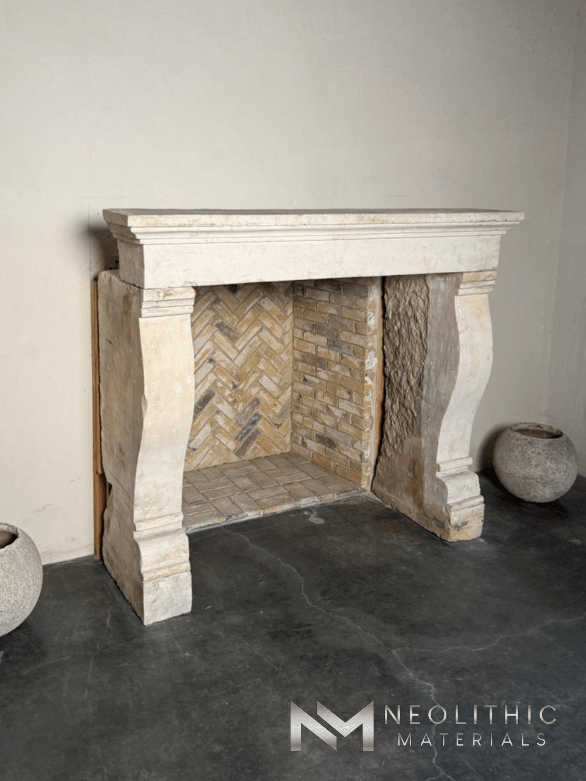Antique Limestone Mantel - Image 3