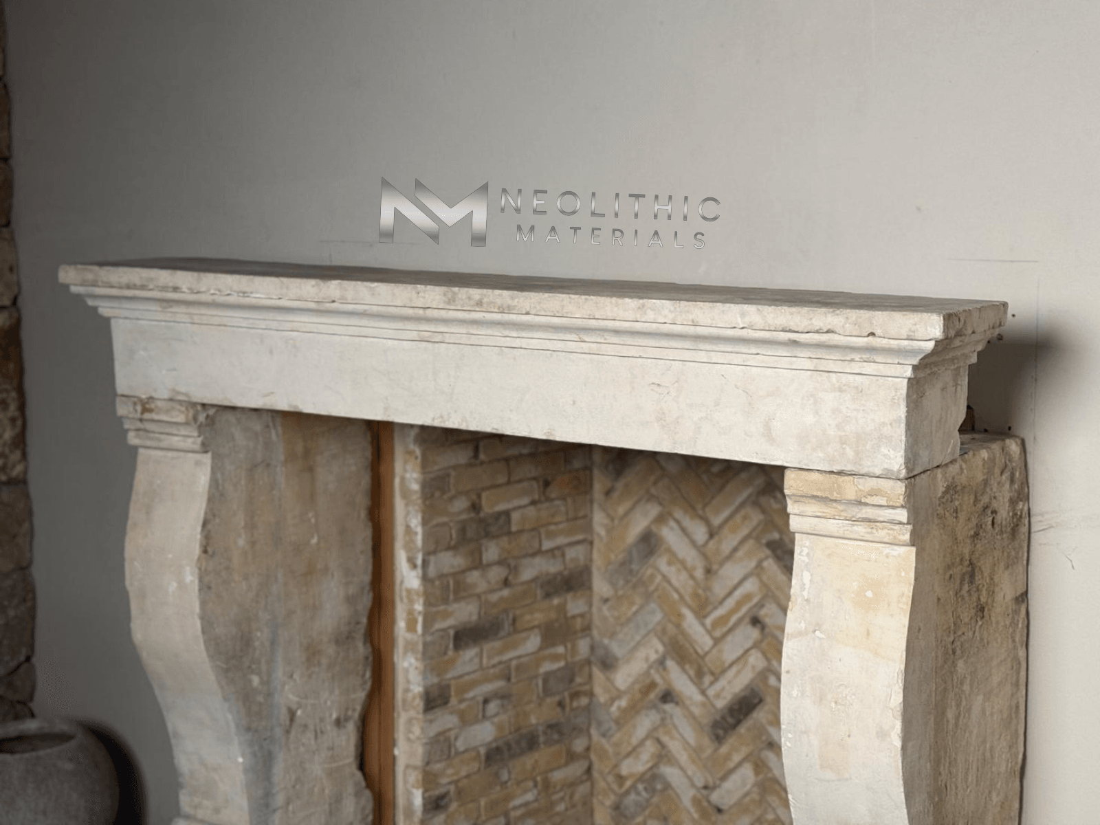 Antique Limestone Mantel - Image 4