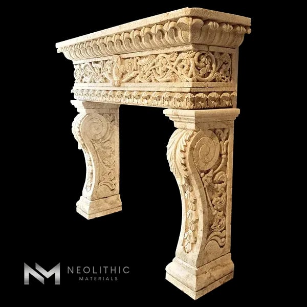 Limestone Fireplace Mantel - Image 3