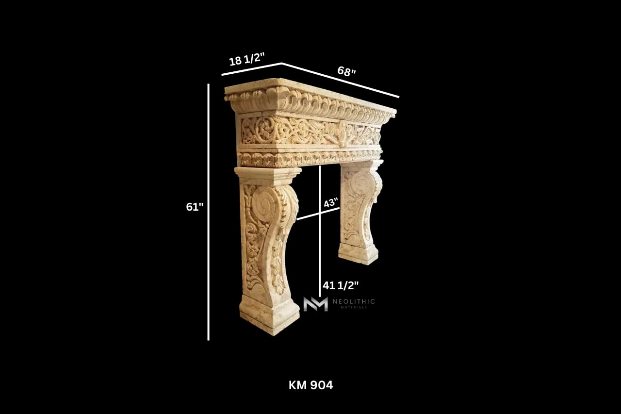 Limestone Fireplace Mantel - Image 4