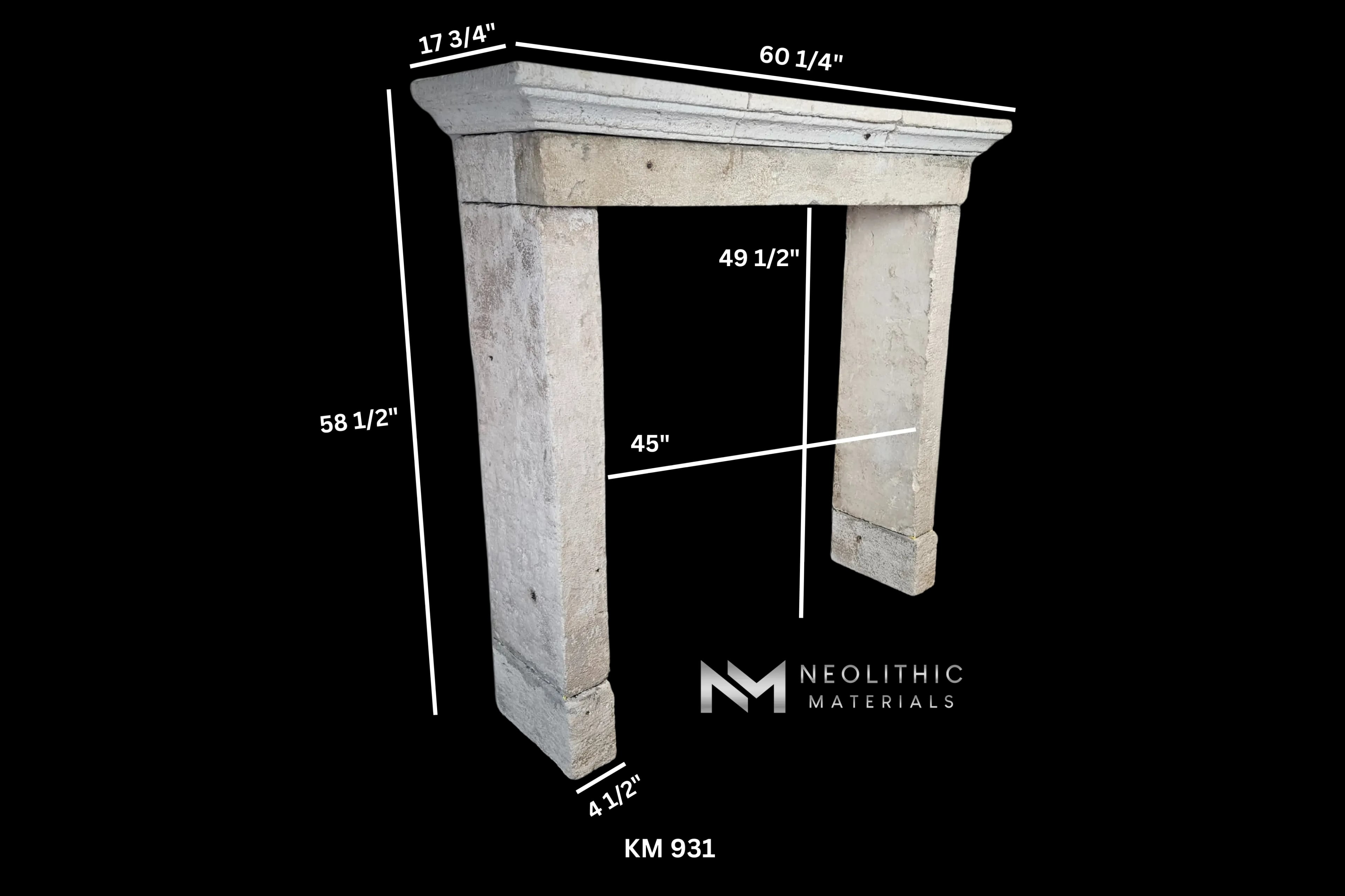 Reclaimed Limestone Fireplace - Image 5