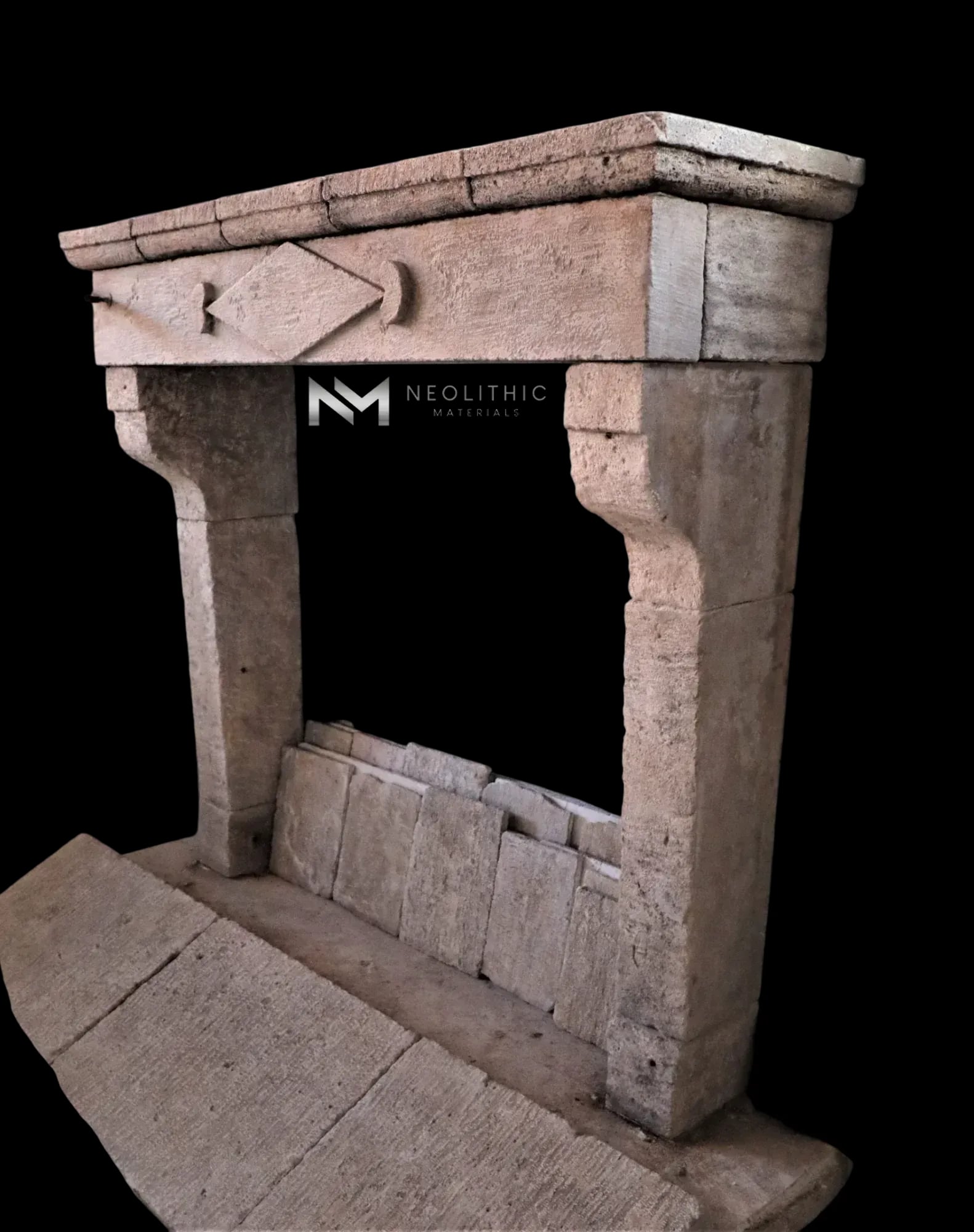 Reclaimed Limestone Fireplace - Image 2