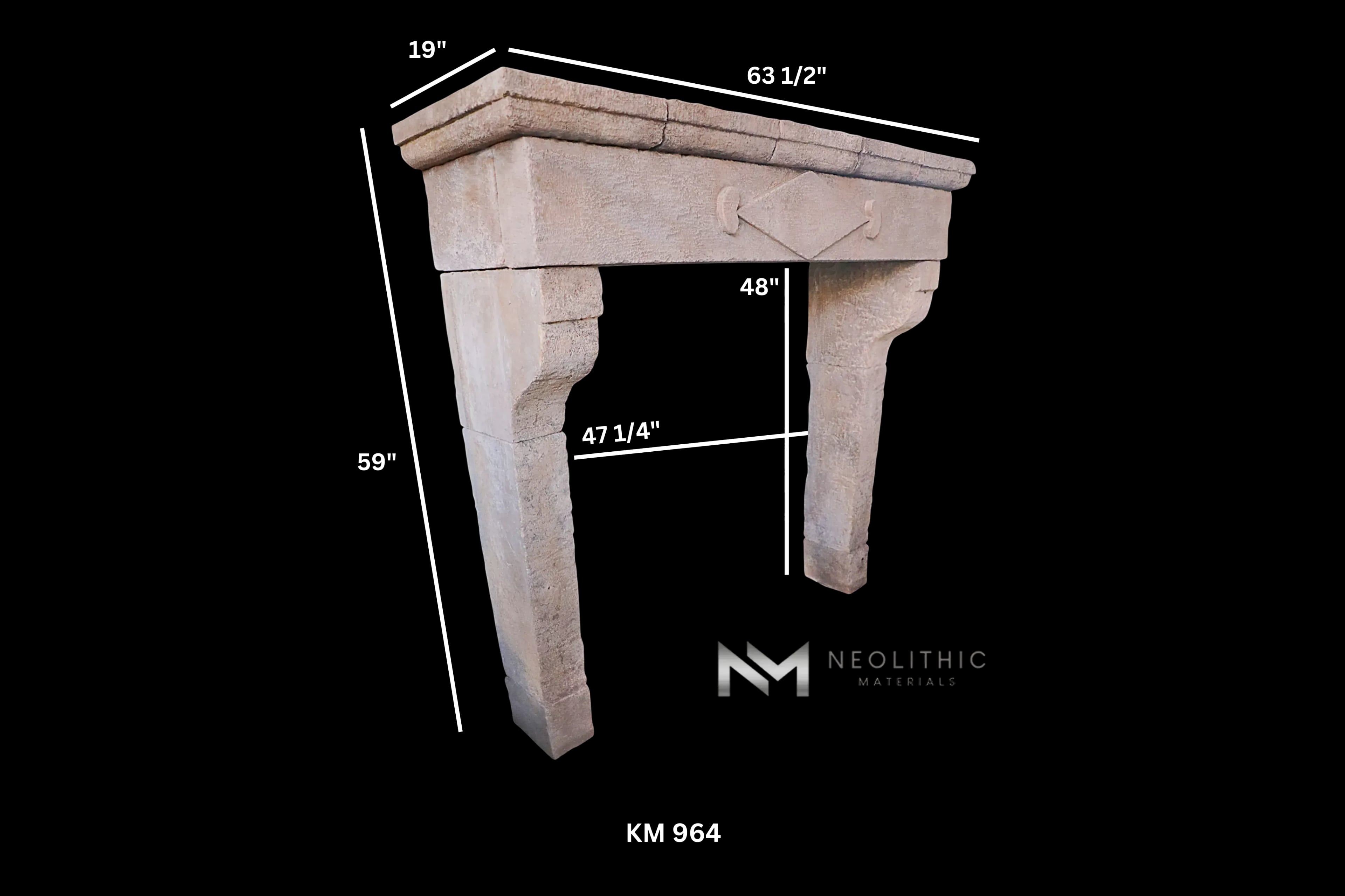Reclaimed Limestone Fireplace - Image 5