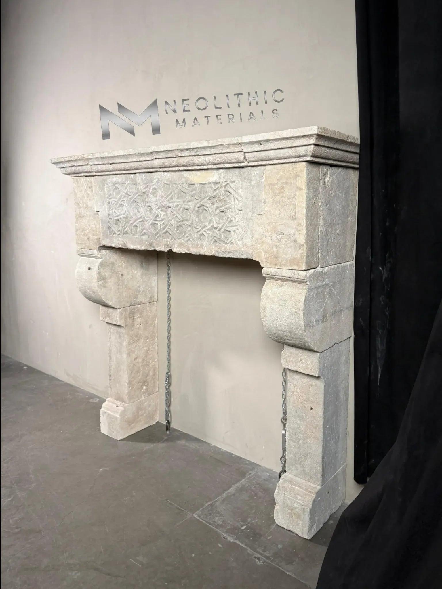 Reclaimed Limestone Fireplace Mantel - Image 2