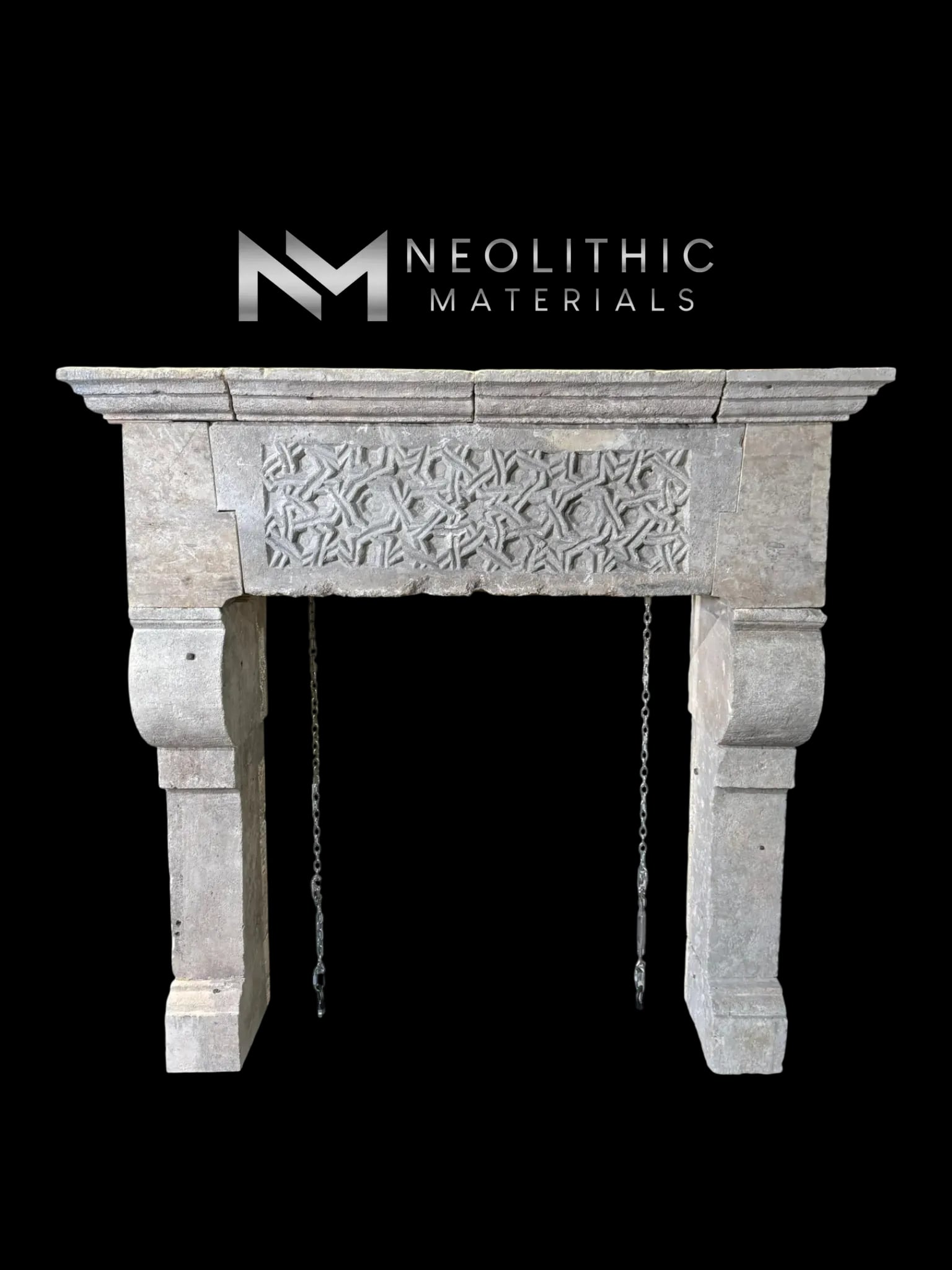 Reclaimed Limestone Fireplace Mantel
