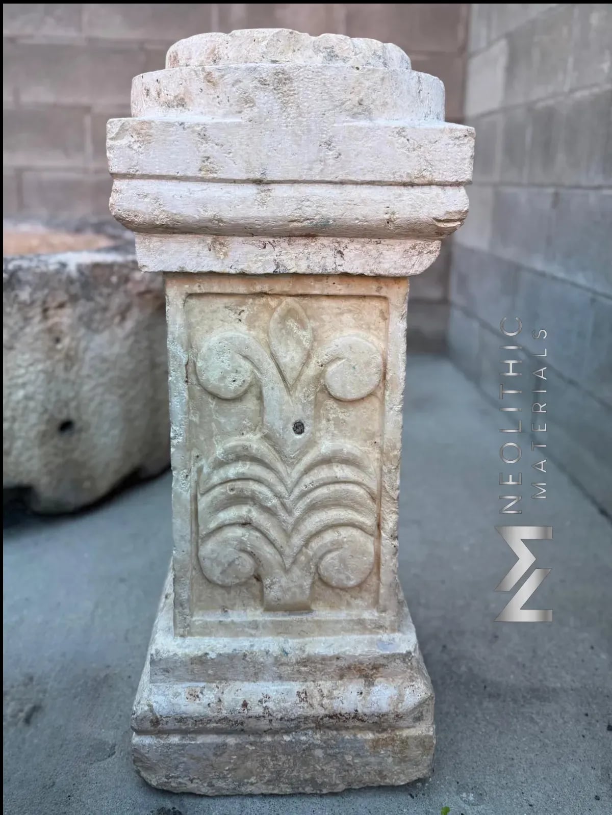 Antique Limestone Pedestal - Image 1