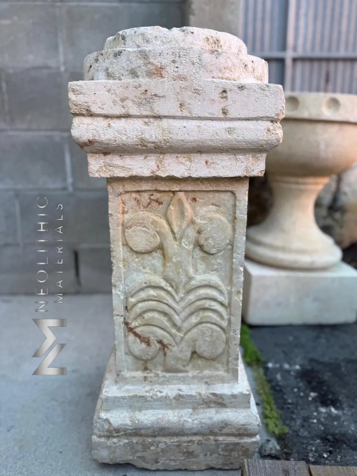 Antique Limestone Pedestal - Image 2