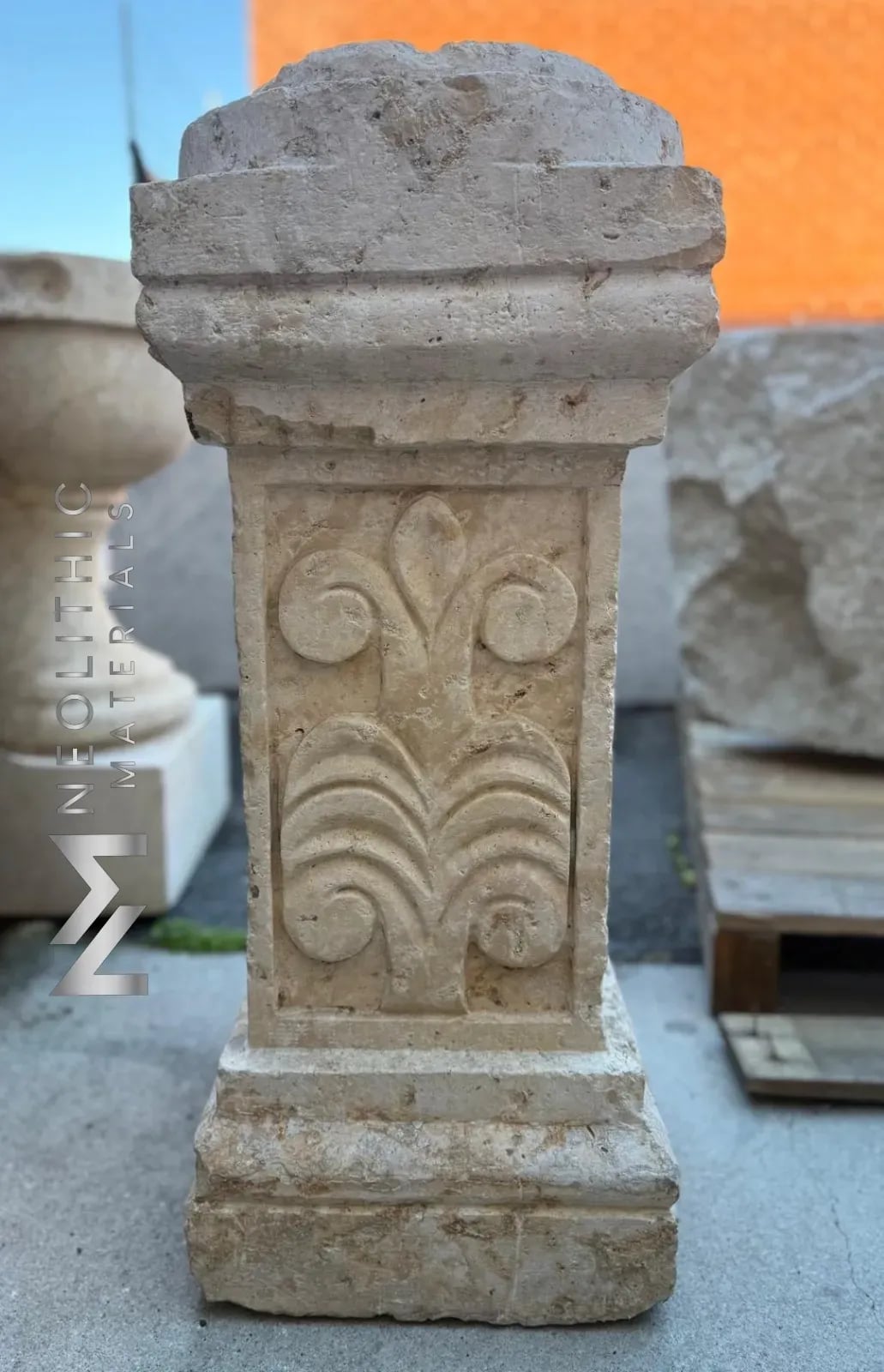 Antique Limestone Pedestal - Image 3