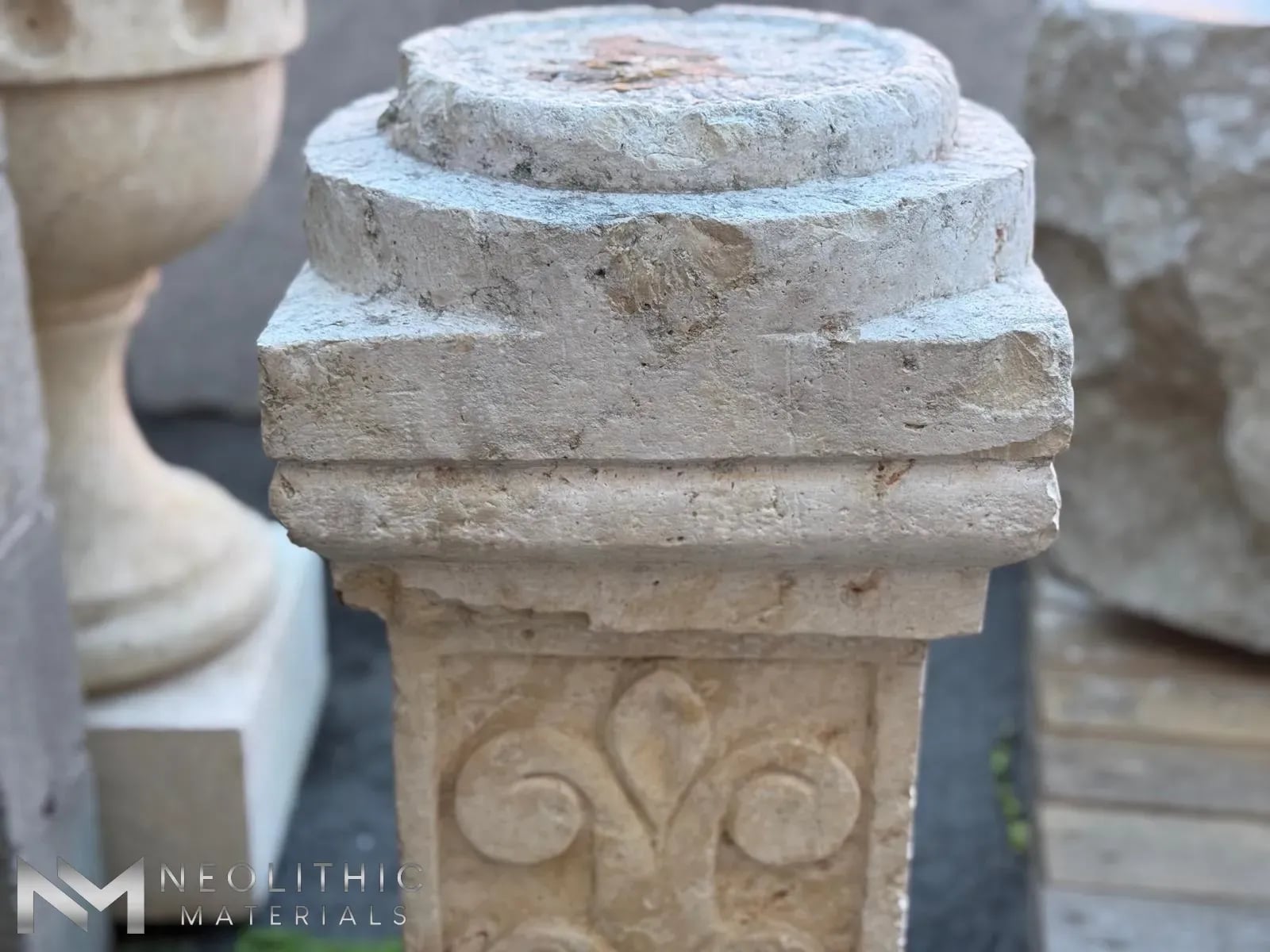 Antique Limestone Pedestal - Image 4