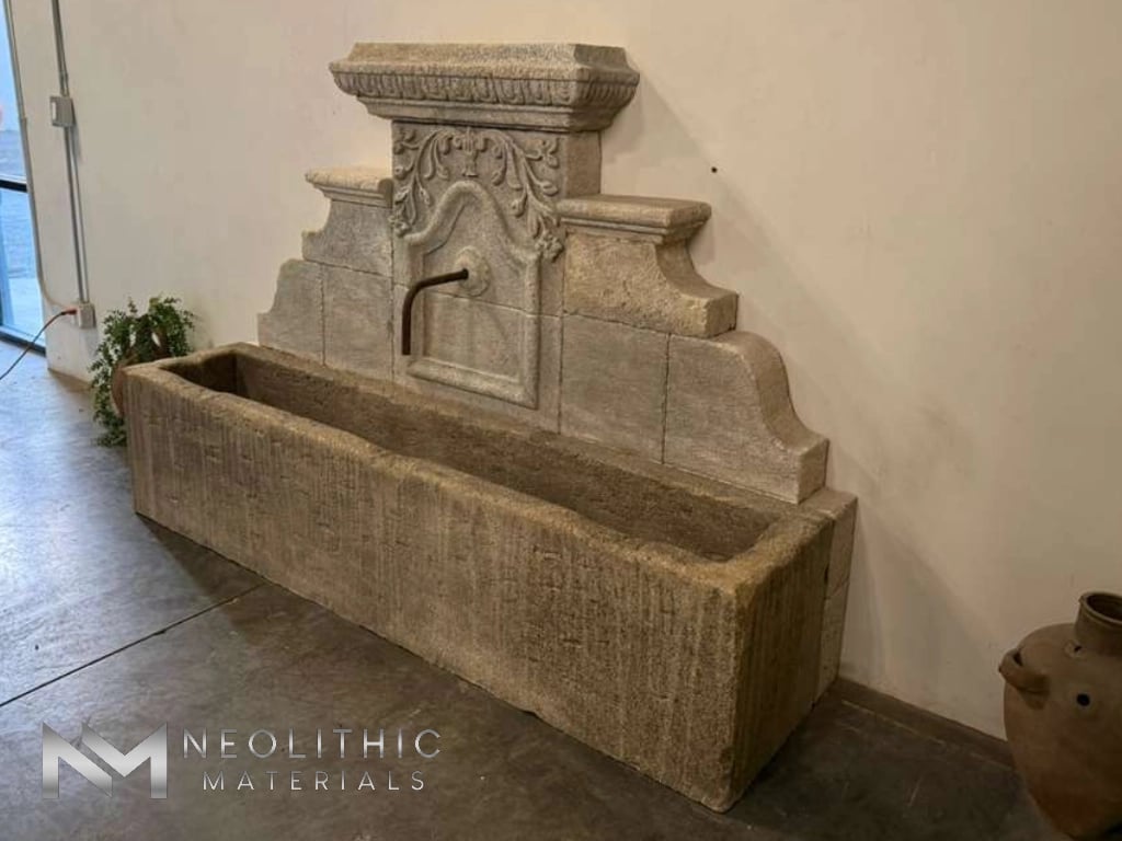 Reclaimed Limestone Fountain with Antiqued Trough - Image 3