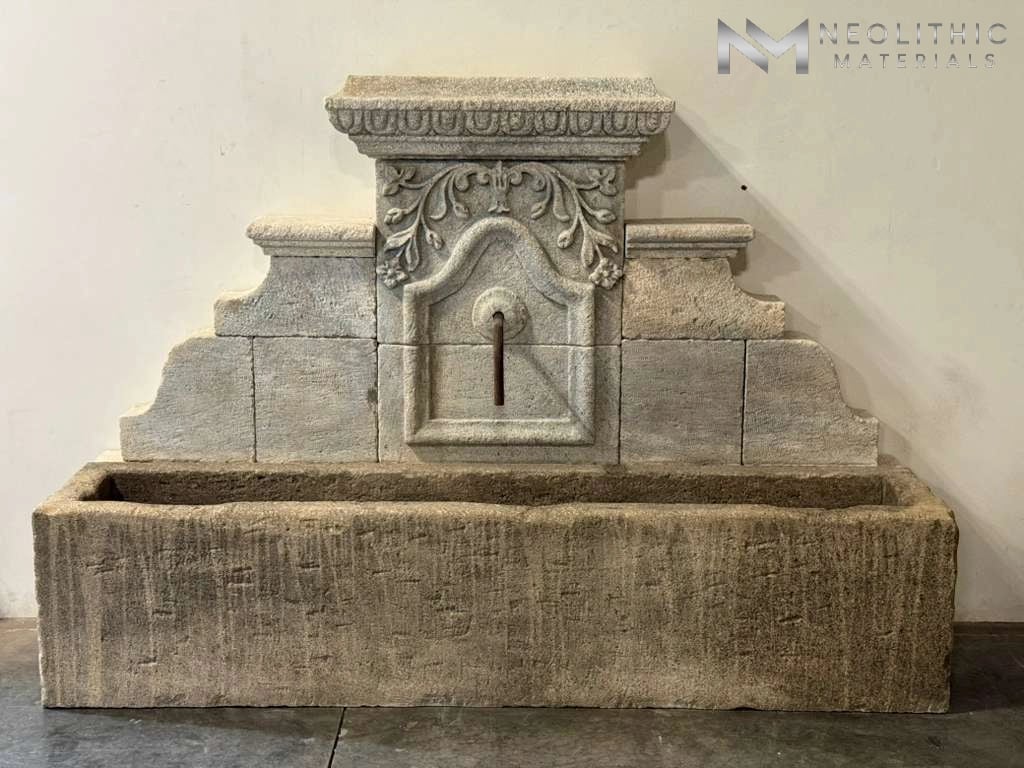 Reclaimed Limestone Fountain with Antiqued Trough - Image 4