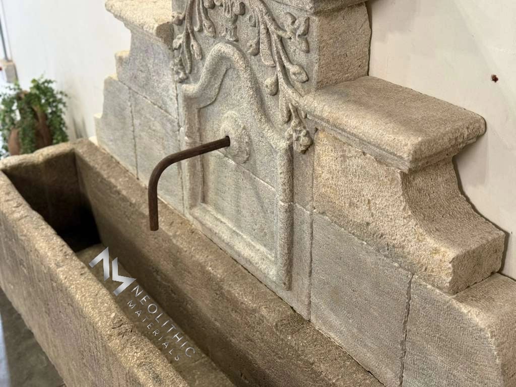 Reclaimed Limestone Fountain with Antiqued Trough - Image 7